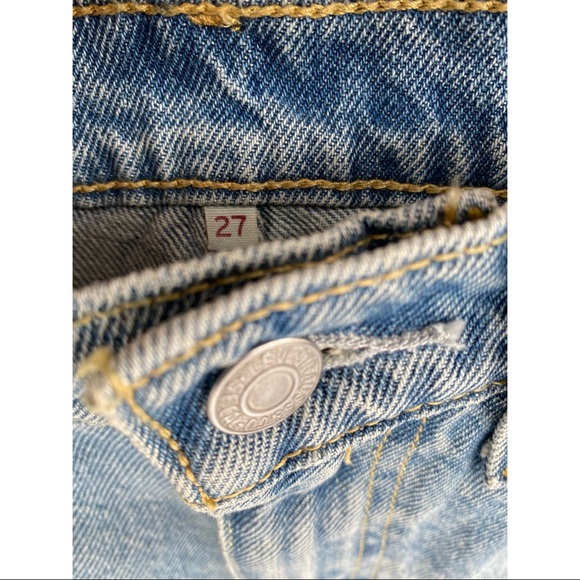 LEVIS denim jean raw hem distressed mini skirt - Picture 6 of 7